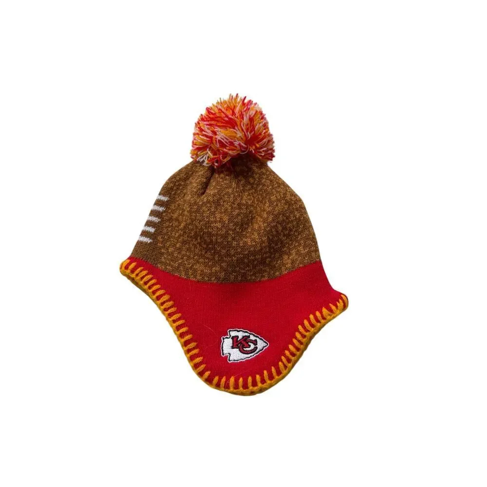 Team Apparel NFL Infant Boy's Brown Kansas City Chiefs Football Head Knit Hat